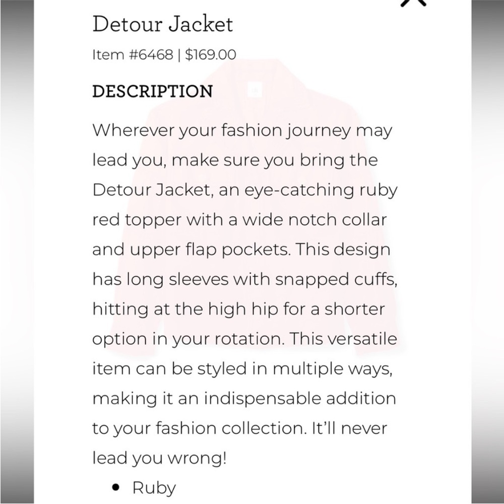 CAbi Detour lightweight jacket in Ruby, Small, NW… - image 6